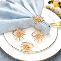 Set of 4 luxury gold firework napkin rings with crystal rhinestones for table decor - Gold Fireworks Style (4 Pcs)