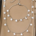 Set collana e bracciale in argento lucido con zirconi tondi su superficie dorata - Stile Argentato (C6224)
