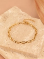 Chic gold-finished stainless steel oval link bracelet with adjustable lobster clasp extender - Gold Style (N1709)