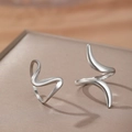 Minimalist silver wavy stainless steel rings set in open and closed band styles - Silver Wave Style (C7222)