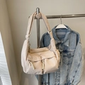 Minimalistische beige Cord-Einkaufstasche mit großem Fassungsvermögen und Taschen - 46*15*25cm / Gebrochenes Weiß
