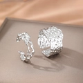 Vintage-Ringe im Lava-Stil, doppellagig, offenes Design, polierter Silber-Edelstahl - 2-Teiliges Set (C7320) / Silber (C7320)