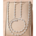 Set catena chicco di caffè in acciaio inossidabile argento con collana, bracciale e orecchini - Argento (F2478)