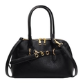 Classic black leather crossbody bag with gold hardware and stylish strap details - Black