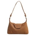 Borsa a spalla in pelle martellata caramello con tracolla regolabile e design alla moda - Marrone