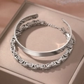 Set de joyería para hombre en acero inoxidable con brazalete pulido y pulsera de cadena - Juego de Cadena Bizantina Plateada y Brazalete Abierto (N8992)
