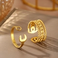 Dreilagiger vergoldeter Edelstahl-Kettenring mit einzigartigem Werkzeug-Design Schmuck - Goldener Schraubenschlüssel und Dreilagiges Kettenset (C7075)