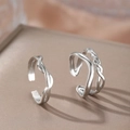 Französische Vintage Edelstahl Ringe vergoldet offen geflochtenes Design für Damen - Silber Geflochtener Wellenring (C7090)