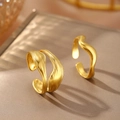 Adjustable gold ripple rings with matte brushed texture in minimalist organic design - Gold Irregular Ripple 2Pcs Set (C9849)