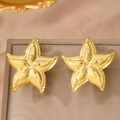 316L stainless steel gold starfish rings with textured surface and adjustable open band - Gold Starfish Style (F2117)