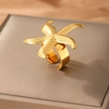 Golden starfish open ring with textured beach style finish on jewelry display box - Gold (C8931)