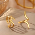 Minimalistische geometrische gouden ringen met verstelbare onregelmatige kruislijnen - Gouden 2-delige Set (C7085)