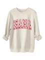 Détail du texte mama avec cœurs roses et rouges sur sweat beige à col rond pour femme - S / Sable