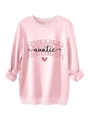 Detail of light pink sweatshirt featuring Favorite Auntie print and ribbed cuffs - Pink