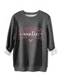 Close-up of thick fleece lining on the cuff of a dark grey favorite auntie sweatshirt - Dark Gray