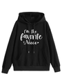 Detail of printed text and kangaroo pocket on black cotton hooded sweatshirt - 2XL / Black