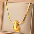 Collana a catena a serpente in acciaio inossidabile dorato lucido con pendente a goccia - Stile Specchio Goccia d'Acqua Dorata (F1445)