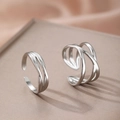 Anelli aperti multistrato in argento minimalisti con finitura metallica geometrica - Set da 2 pezzi argento (C9320)