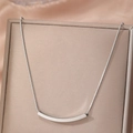 Minimalistische zilveren ketting met gebogen hanger en slangenketting op standaard - Zilveren Stijl (C8764)