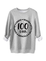 Detail of grey crewneck sweatshirt showing soft fleece lining and 100 days graphic print - S / Light Gray