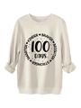 Detail showing high-quality motivational letter print on beige cotton blend sweatshirt - S / Sand