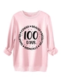 Close-up of pink crewneck sweatshirt with Smarter Kinder Braver Brighter lettering - Pink