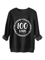 Close-up of black sweatshirt showing soft grey fleece lining and 100 Days printed design - Black