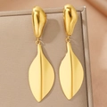 French vintage 18K gold-plated stainless steel earrings with geometric tassel pendants - Gold (F1571)
