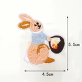 Macro view of detailed rabbit embroidery napkin ring showing 5.5cm height dimension - Embroidery Flower Basket Rabbit Style