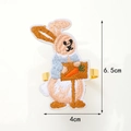 Embroidered bunny napkin ring with blue coat and carrot, gold metal band 6.5x4cm - Embroidery Carrot Rabbit Style