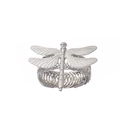 Detailed view of dragonfly ring with silver engraved wings and braided metal band - Silver Dragonfly Style