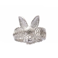 Rond de serviette lapin argenté avec anneau à ressort créatif pour décoration de table - Boucle De Rideau Tête De Lapin Argentée