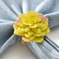 Rustic faux succulent napkin ring with natural grass woven loop for table decor - Yellow-Green Gradient Style (Simulation Succulent Napkin Ring)
