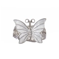 Détail d'embrasse de rideau papillon argenté avec ailes nacrées et strass étincelants - Style Papillon Argenté