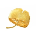 Detailed view of luxury gold ginkgo leaf curtain tieback with woven metal texture - Ginkgo Leaf Curtain Tieback