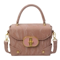 Pink crossbody square bag with marble texture and golden twist lock closure - Pink Frosted Texture (8033)