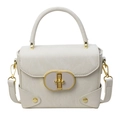 Elegant cream white square crossbody bag with gold hardware and top handle detail - Off-white Frosted Texture (8033)