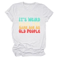 Detail of white cotton crewneck t-shirt with vintage colorful graphic slogan print - White