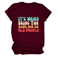 Detail of burgundy cotton T-shirt featuring soft fabric texture and vintage slogan print - Burgundy