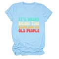 Detail of soft light blue cotton crew neck t-shirt with colorful vintage slogan print - Light Blue