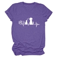 Detail of creative white paw print and pet heartbeat design on a purple T-shirt - S / Purple (White Font)
