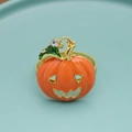 Rond de serviette citrouille d'Halloween orange avec anneau doré et feuille en strass - Style Citrouille d'Halloween avec Strass