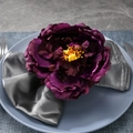 Deep purple artificial peony napkin ring handmade floral decoration for table setting - Deep purple