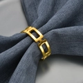 Golden square hollow geometric napkin ring made of polished alloy for elegant table decor - Hollow Geometric Square / Gold