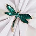 Golden dragonfly napkin ring with green enamel wings and crystal accents for table decor - Green Dragonfly Napkin Ring