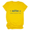 Détail d'un t-shirt jaune en coton avec imprimé vintage de beurre salé sur le devant - S / Jaune