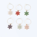 Marque-verres flocon de neige colorés avec anneaux dorés pour fêtes de Noël - Style de Flocon de Neige Coloré