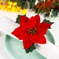 Artificial red poinsettia napkin ring with gold stamens for Christmas table decor - Red Christmas Flower Ball