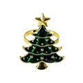 Detail eines Weihnachtsbaum Serviettentrings mit grüner Emaille und goldener Stern-Verzierung - Goldener Weihnachtsbaum