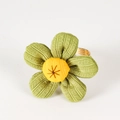 Rond de serviette en tissu vert tissé main avec étamine jaune et support doré - Vert Avocat